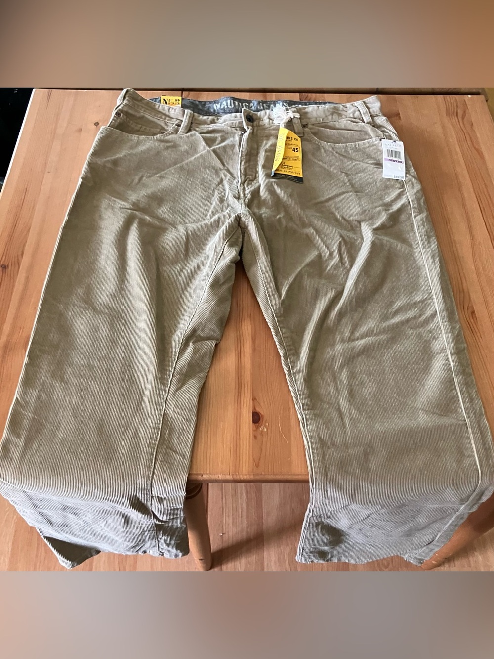 NWT Nautica Jeans Co Men's Corduroy Straight Leg Pants in Tuscan Tan size 38x30